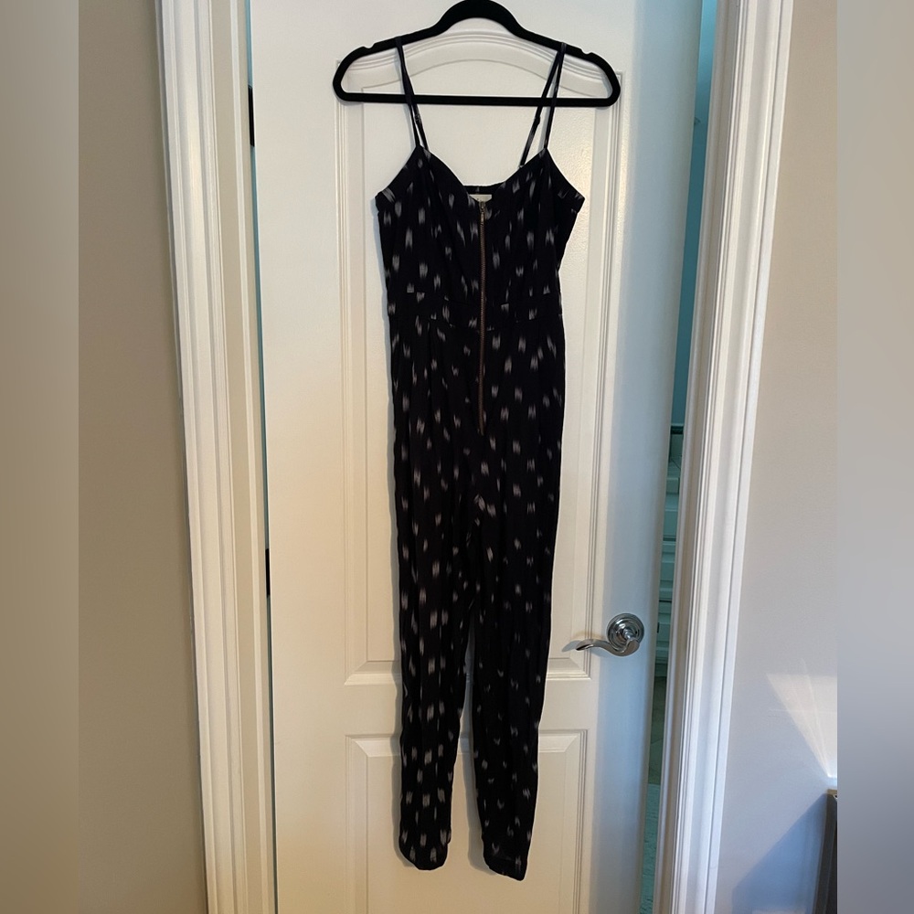 Anthropologie Elevenses Ikat Jumsuit zip front